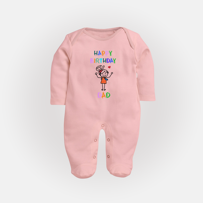 "Celebrate DadÕs Big Day With This Cute Birthday Baby Sleep Suit!" - BABY PINK - New Born (Chest 7.5")