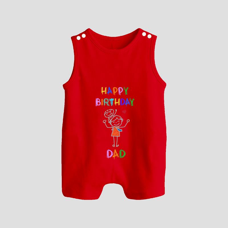 "Celebrate DadÕs Big Day With This Cute Birthday Baby Romper Suit!" - RED - 0 - 5 Months Old (Chest 18")