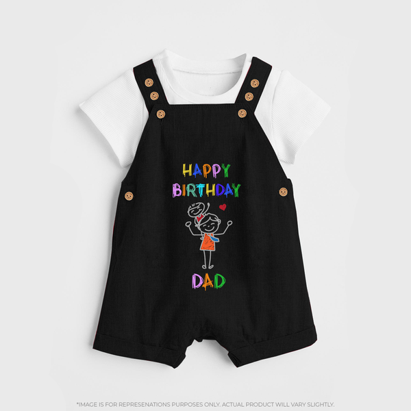 Dungaree Set for Daddy's Birthday | Cute Gift from Baby - BLACK - 0 - 5 Months Old (Chest 18")