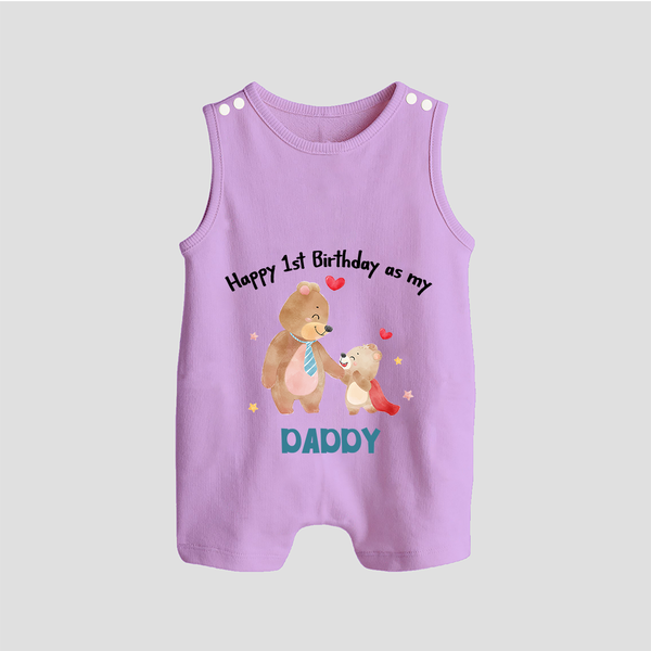 1st Birthday Wish to Dad from Baby | Printed Romper/Sleeveless Romper - LILAC - 0 - 5 Months Old (Chest 18")