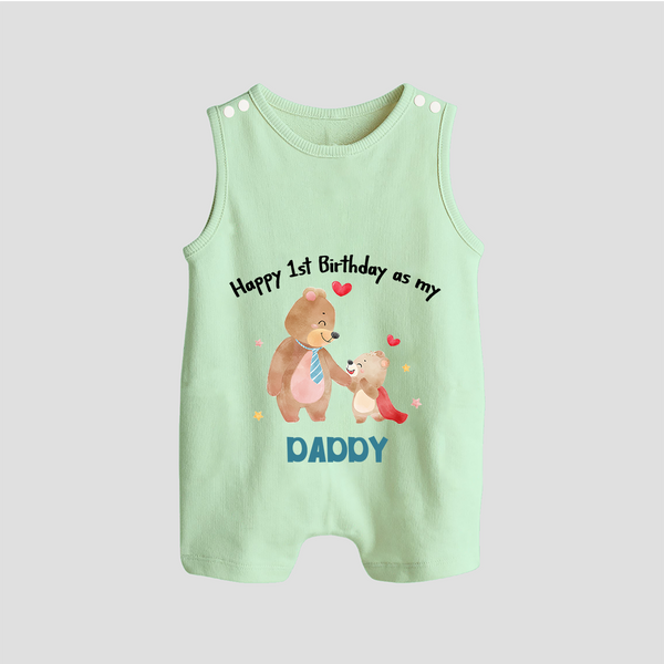 1st Birthday Wish to Dad from Baby | Printed Romper/Sleeveless Romper - MINT GREEN - 0 - 5 Months Old (Chest 18")