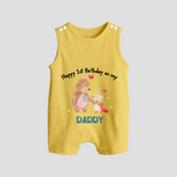 "Happy 1st Birthday As Dad - The Perfect Baby Romper Suit For Special Memories" - PASTEL YELLOW - 0 - 5 Months Old (Chest 18")