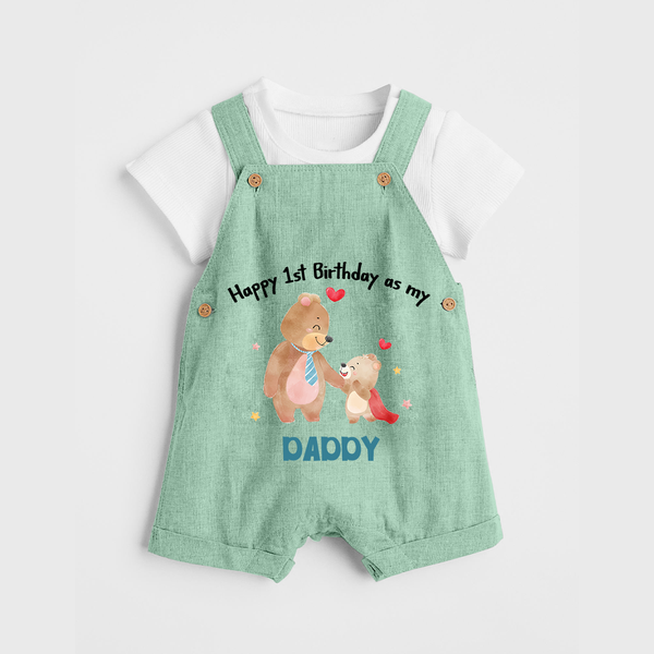 1st Birthday Wish to Dad from Baby | Printed Dungaree Set - MINT GREEN - 0 - 5 Months Old (Chest 18")