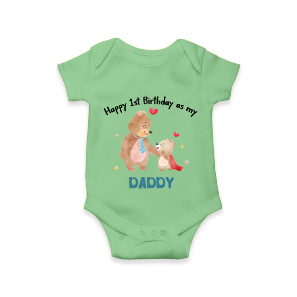 1st Birthday Wish to Dad from Baby | Printed Romper/Onesie - GREEN - 0 - 3 Months Old (Chest 16")
