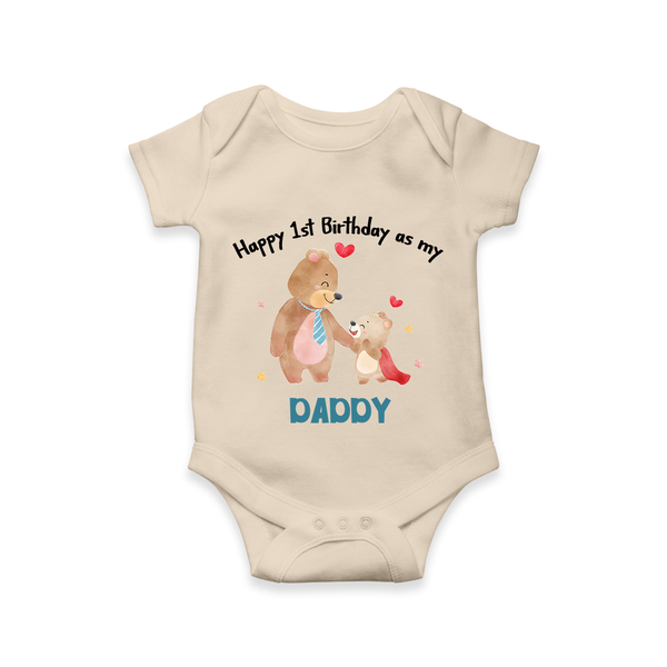 1st Birthday Wish to Dad from Baby | Printed Romper/Onesie - IVORY - 0 - 3 Months Old (Chest 16")