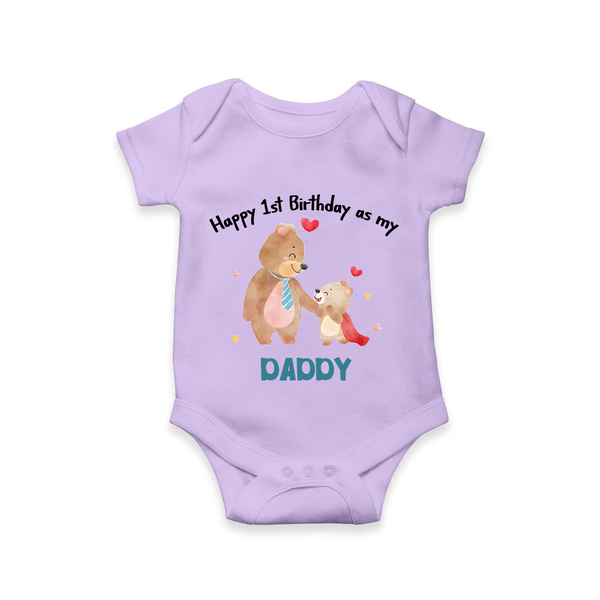 1st Birthday Wish to Dad from Baby | Printed Romper/Onesie - LILAC - 0 - 3 Months Old (Chest 16")