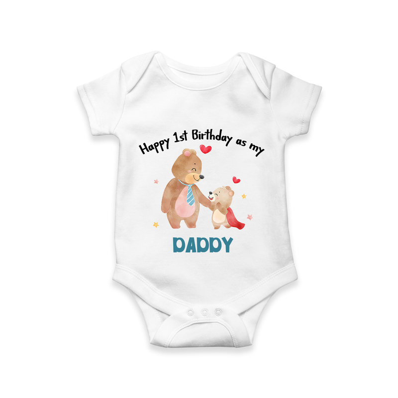 1st Birthday Wish to Dad from Baby | Printed Romper/Onesie - WHITE - 0 - 3 Months Old (Chest 16")