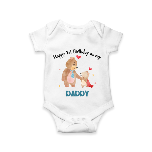 1st Birthday Wish to Dad from Baby | Printed Romper/Onesie - WHITE - 0 - 3 Months Old (Chest 16")