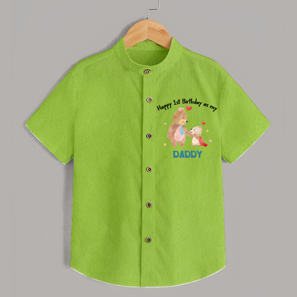 1st Birthday Wish to Dad from Baby | Printed Shirt - LIME GREEN - 0 - 6 Months Old (Chest 23")