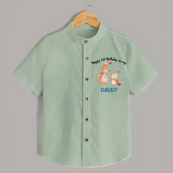 1st Birthday Wish to Dad from Baby | Printed Shirt - MINT GREEN - 0 - 6 Months Old (Chest 23")