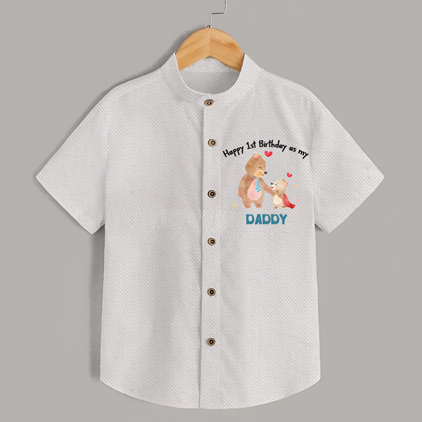 1st Birthday Wish to Dad from Baby | Printed Shirt - WHITE - 0 - 6 Months Old (Chest 23")