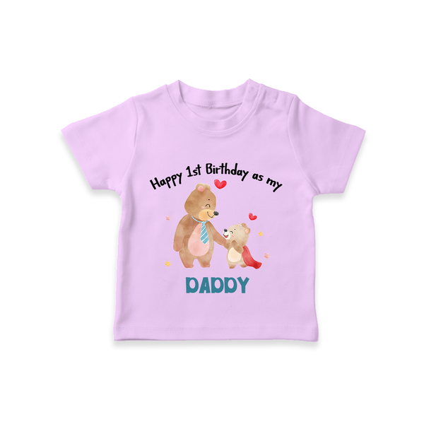 1st Birthday Wish to Dad from Baby | Printed T-Shirt - LILAC - 0-5 Months Old (Chest 17")