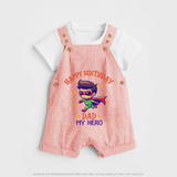 "Happy Birthday Dad - A Sweet Dungaree Set For Your Little Star" - PEACH - 0 - 5 Months Old (Chest 18")