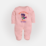 "Happy Birthday Dad - A Sweet Sleep Suit For Your Little Star" - BABY PINK - New Born (Chest 7.5")