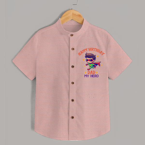 Newborn Shirt - Happy Birthday Dad | Soft Cotton Comfort - PEACH - 0 - 6 Months Old (Chest 23")