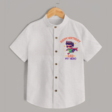 Newborn Shirt - Happy Birthday Dad | Soft Cotton Comfort - WHITE - 0 - 6 Months Old (Chest 23")
