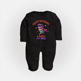 Newborn Sleep Suit/Full Sleeve Romper - Happy Birthday Dad | Soft Cotton Comfort - BLACK - New Born (Chest 7.5")