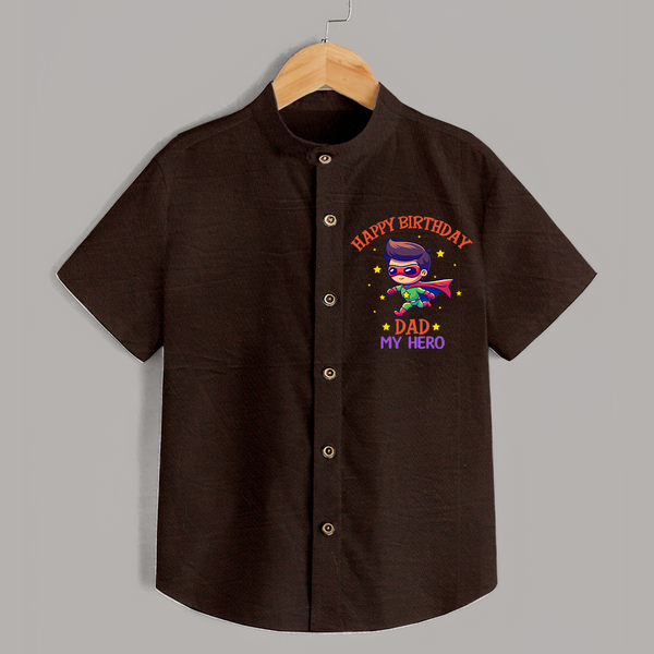 Newborn Shirt - Happy Birthday Dad | Soft Cotton Comfort - CHOCOLATE BROWN - 0 - 6 Months Old (Chest 23")