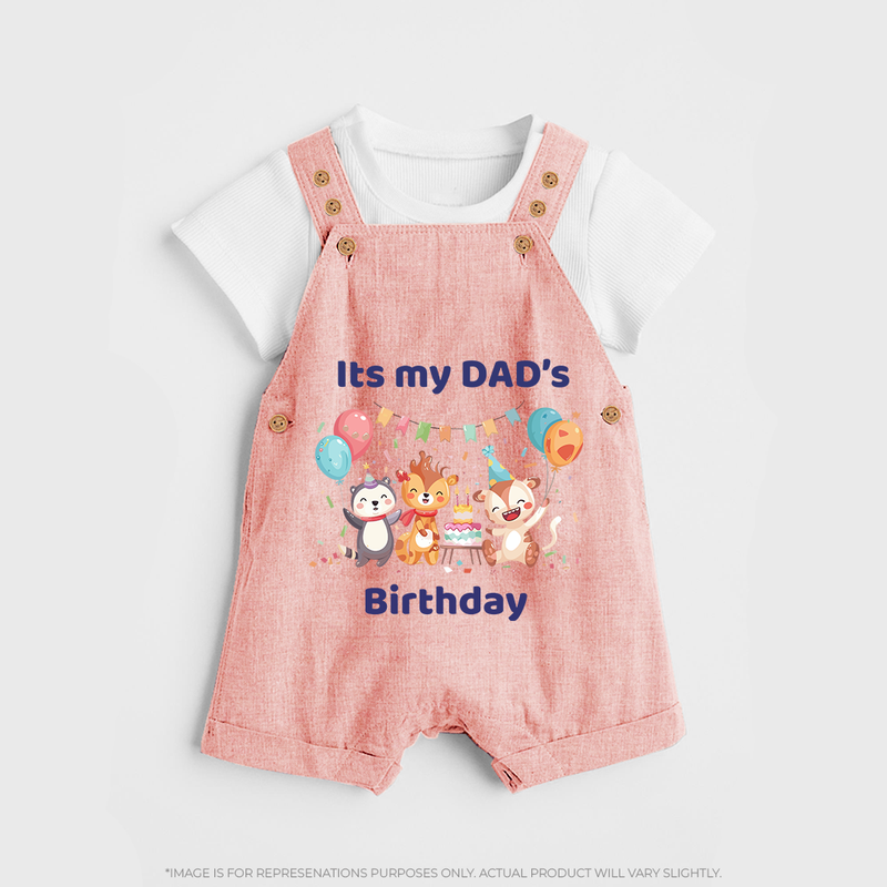 "DaddyÕs Birthday Surprise - Baby Dungaree Set Full Of Love And Joy!" - PEACH - 0 - 5 Months Old (Chest 18")