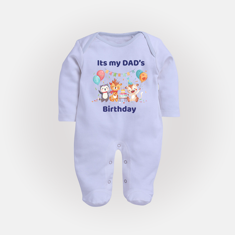 Celebrate Daddy's Day with Baby Sleep Suit/Full Sleeve Romper | Soft Cotton Comfort - BABY BLUE - New Born (Chest 7.5")
