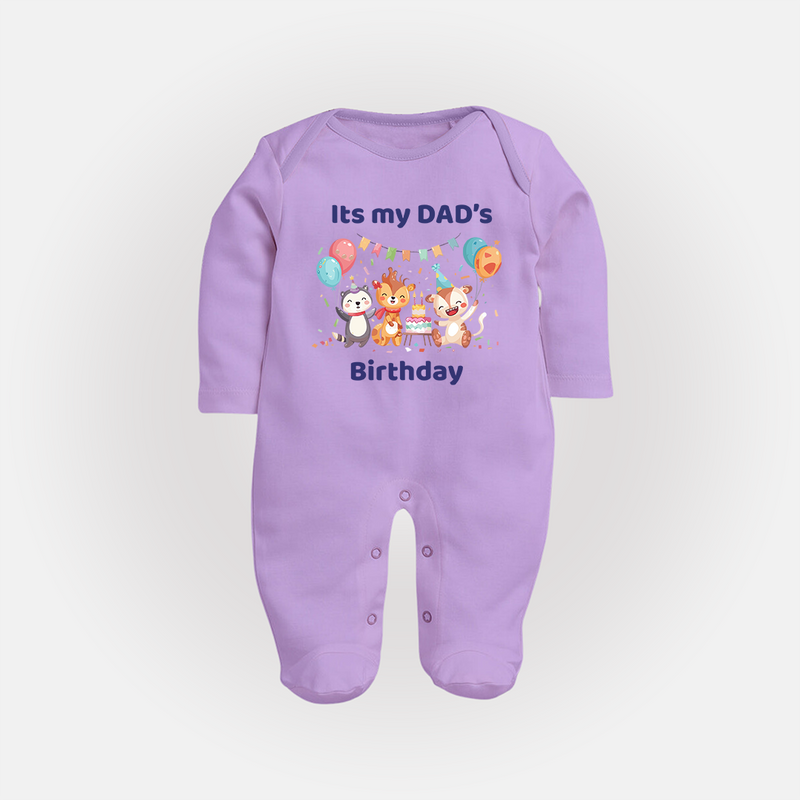 "DaddyÕs Birthday Surprise - Baby Sleep Suit Full Of Love And Joy!" - LILAC - New Born (Chest 7.5")