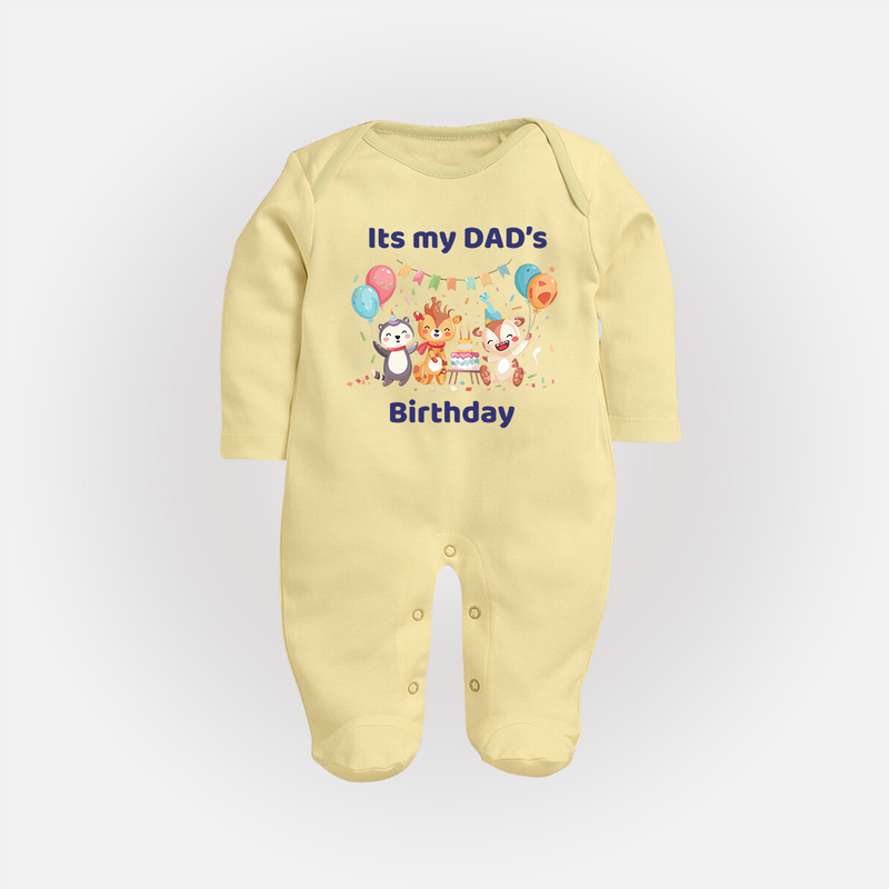 Celebrate Daddy's Day with Baby Sleep Suit/Full Sleeve Romper | Soft Cotton Comfort - PASTEL YELLOW - New Born (Chest 7.5")