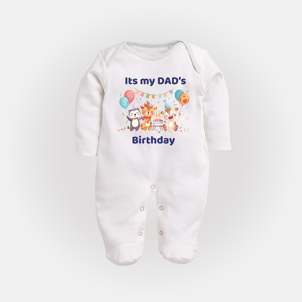 "DaddyÕs Birthday Surprise - Baby Sleep Suit Full Of Love And Joy!" - WHITE - New Born (Chest 7.5")