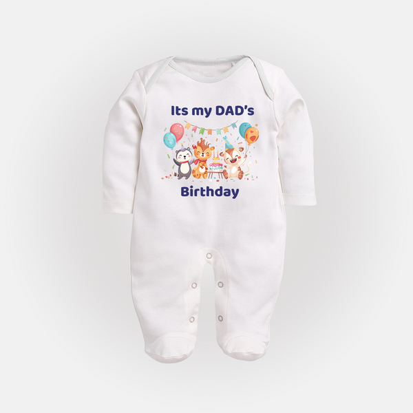 Celebrate Daddy's Day with Baby Sleep Suit/Full Sleeve Romper | Soft Cotton Comfort - WHITE - New Born (Chest 7.5")