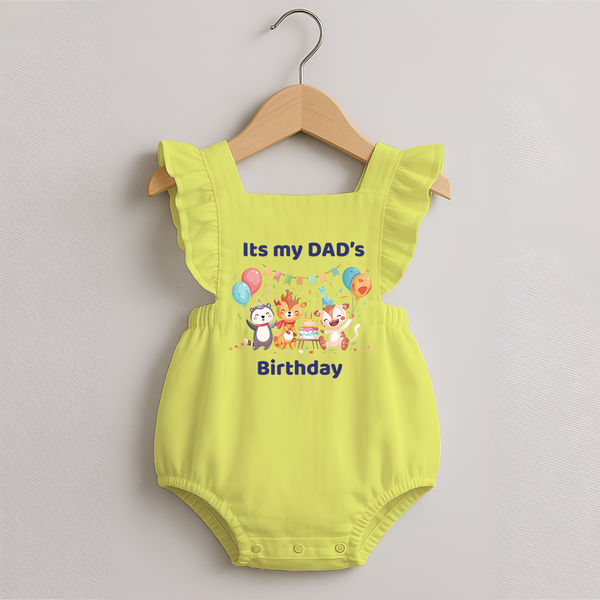 Celebrate Daddy's Day with Baby Romper Frock | Soft Cotton Comfort - PASTEL YELLOW - 0 - 3 Months Old (Chest 19")