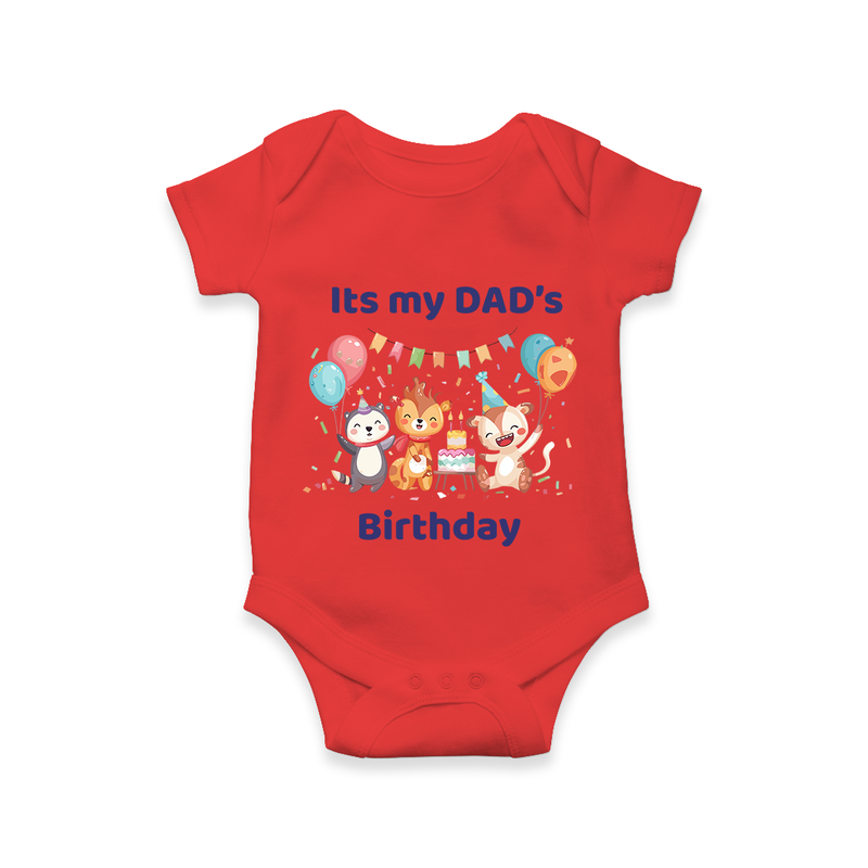 "DaddyÕs Birthday Surprise - Baby Romper Full Of Love And Joy!" - RED - 0 - 3 Months Old (Chest 16")