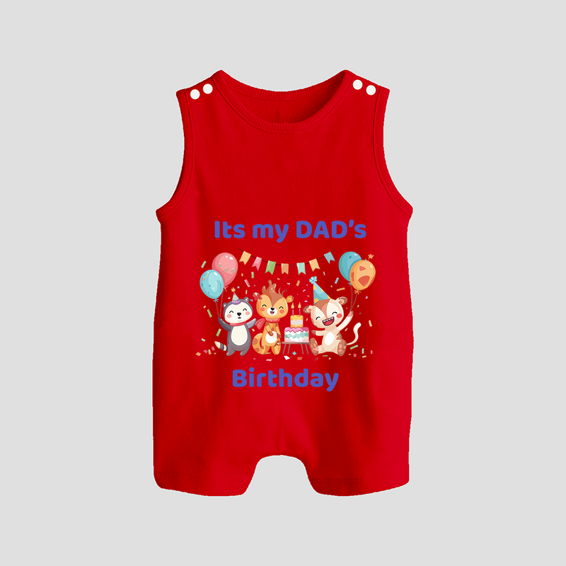 "DaddyÕs Birthday Surprise - Baby Romper Suit Full Of Love And Joy!" - RED - 0 - 5 Months Old (Chest 18")