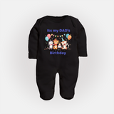 Celebrate Daddy's Day with Baby Sleep Suit/Full Sleeve Romper | Soft Cotton Comfort - BLACK - New Born (Chest 7.5")
