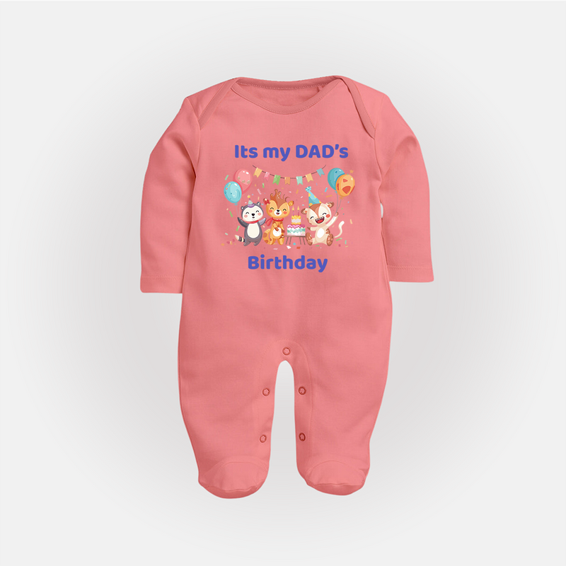 "DaddyÕs Birthday Surprise - Baby Sleep Suit Full Of Love And Joy!" - PEACH - New Born (Chest 7.5")