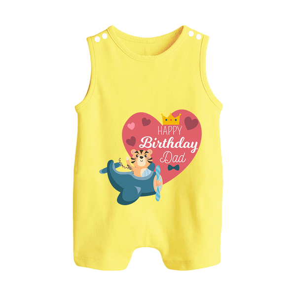 Cute Baby Romper Suit/Sleeveless Romper Outfit for Dad's Birthday | Soft & Breathable - PASTEL YELLOW - 0 - 5 Months Old (Chest 18")