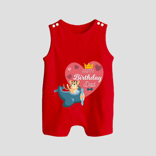 Cute Baby Romper Suit/Sleeveless Romper Outfit for Dad's Birthday | Soft & Breathable - RED - 0 - 5 Months Old (Chest 18")