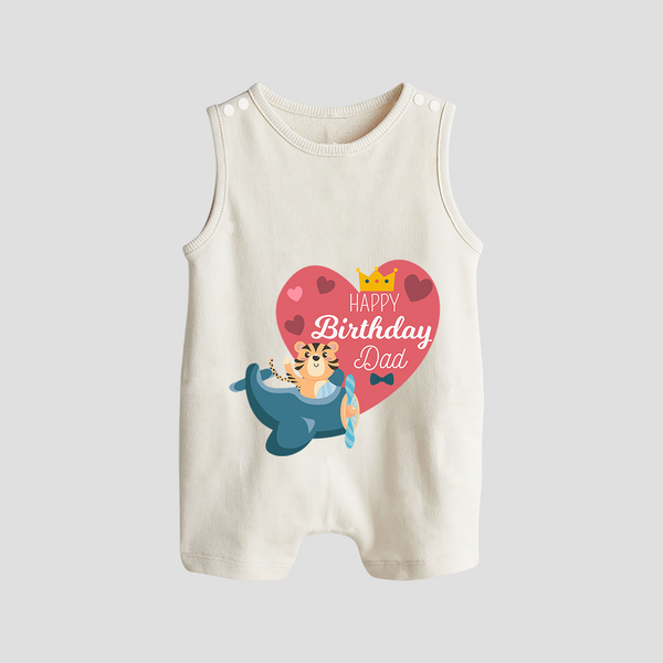 Cute Baby Romper Suit/Sleeveless Romper Outfit for Dad's Birthday | Soft & Breathable - WHITE - 0 - 5 Months Old (Chest 18")