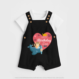 "Happy Birthday Dad - Baby Dungaree Set That Makes Celebrations Unforgettable" - BLACK - 0 - 5 Months Old (Chest 18")