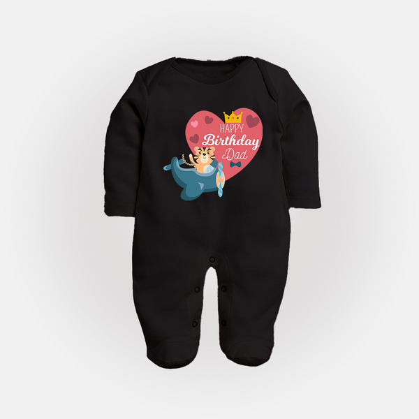 Cute Baby Sleep Suit/Full Sleeve Romper Outfit for Dad's Birthday | Soft & Breathable - BLACK - New Born (Chest 7.5")