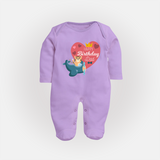 Cute Baby Sleep Suit/Full Sleeve Romper Outfit for Dad's Birthday | Soft & Breathable - LILAC - New Born (Chest 7.5")