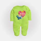 Cute Baby Sleep Suit/Full Sleeve Romper Outfit for Dad's Birthday | Soft & Breathable - LIME GREEN - New Born (Chest 7.5")