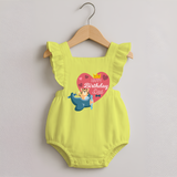 Cute Baby Romper Frock Outfit for Dad's Birthday | Soft & Breathable - PASTEL YELLOW - 0 - 3 Months Old (Chest 19")