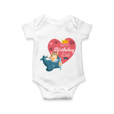 "Happy Birthday Dad - Baby Romper That Makes Celebrations Unforgettable" - WHITE - 0 - 3 Months Old (Chest 16")