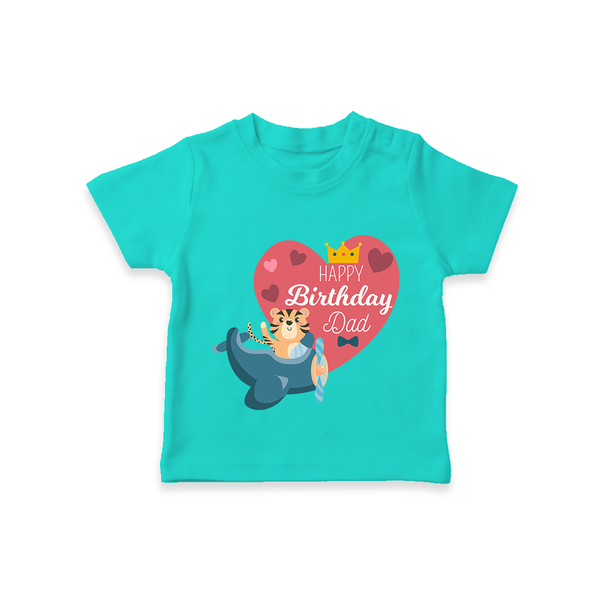 Cute Baby T-Shirt Outfit for Dad's Birthday | Soft & Breathable - TEAL - 0-5 Months Old (Chest 17")