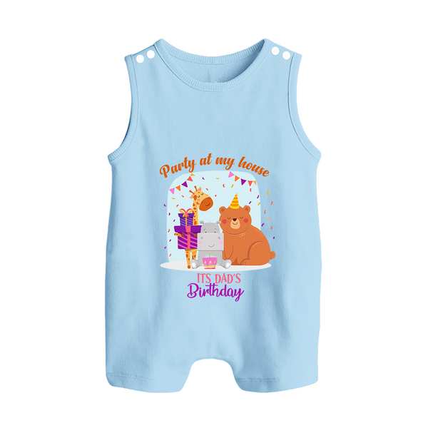 Daddy Birthday Romper/Sleeveless Romper for Babies | Soft & Breathable Cotton Playsuit/Romper Suit - BABY BLUE - 0 - 5 Months Old (Chest 18")