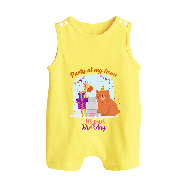 Daddy Birthday Romper/Sleeveless Romper for Babies | Soft & Breathable Cotton Playsuit/Romper Suit - PASTEL YELLOW - 0 - 5 Months Old (Chest 18")