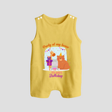 Party Of My House - Its Dad's Birthday Imprinted Baby Romper Suit - PASTEL YELLOW - 0 - 5 Months Old (Chest 18")