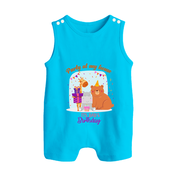 Daddy Birthday Romper/Sleeveless Romper for Babies | Soft & Breathable Cotton Playsuit/Romper Suit - SKY BLUE - 0 - 5 Months Old (Chest 18")