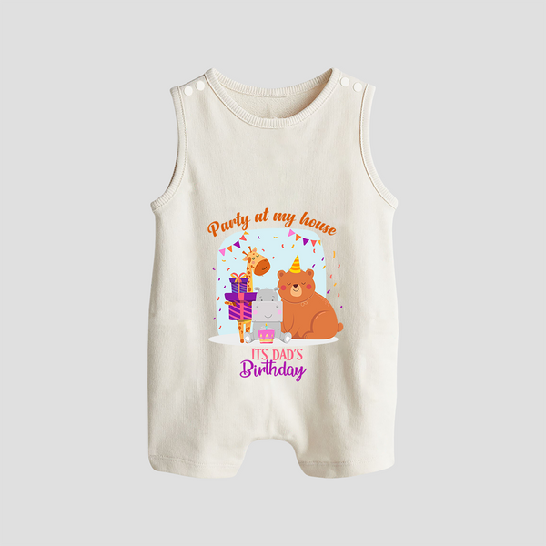 Daddy Birthday Romper/Sleeveless Romper for Babies | Soft & Breathable Cotton Playsuit/Romper Suit - WHITE - 0 - 5 Months Old (Chest 18")