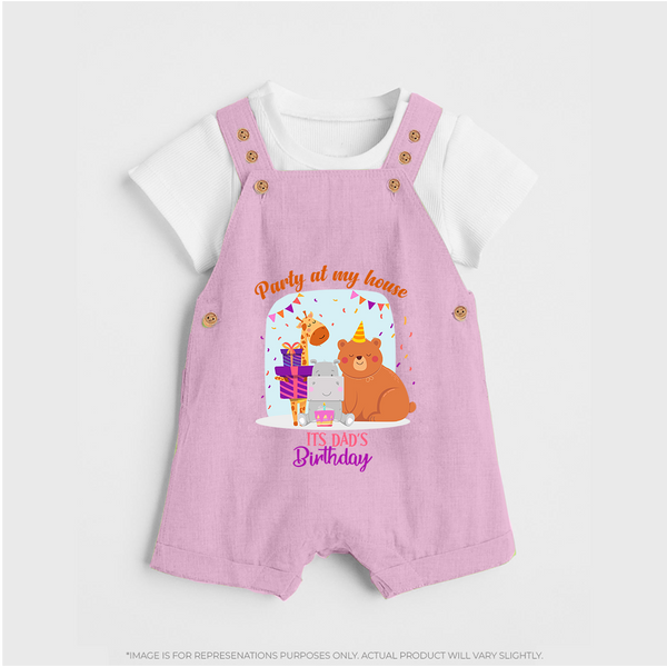 Daddy Birthday Dungaree Set for Babies | Soft & Breathable Cotton Dungaree Set - BABY PINK - 0 - 5 Months Old (Chest 18")