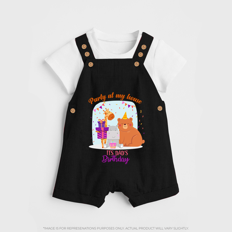 Daddy Birthday Dungaree Set for Babies | Soft & Breathable Cotton Dungaree Set - BLACK - 0 - 5 Months Old (Chest 18")
